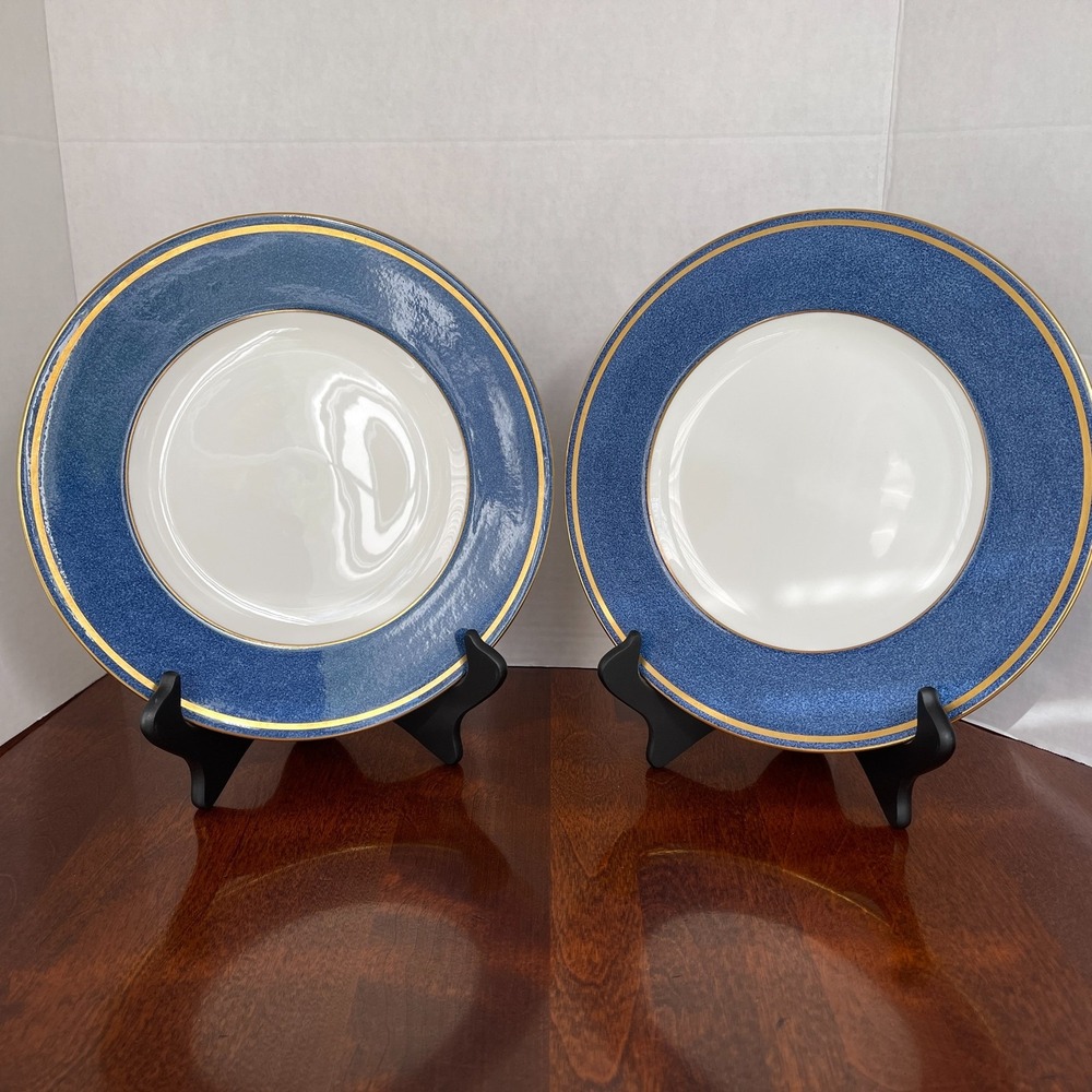 Set of 2 Wedgwood SWINBURNE BLUE Dinner Plates 10-3/4" Diameter